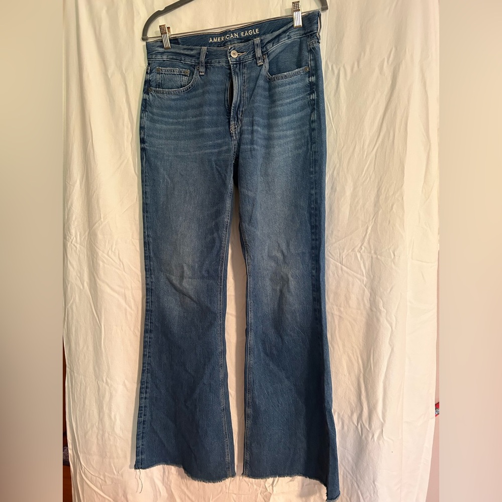 American Eagle Blue Flare Wide Leg Jeans